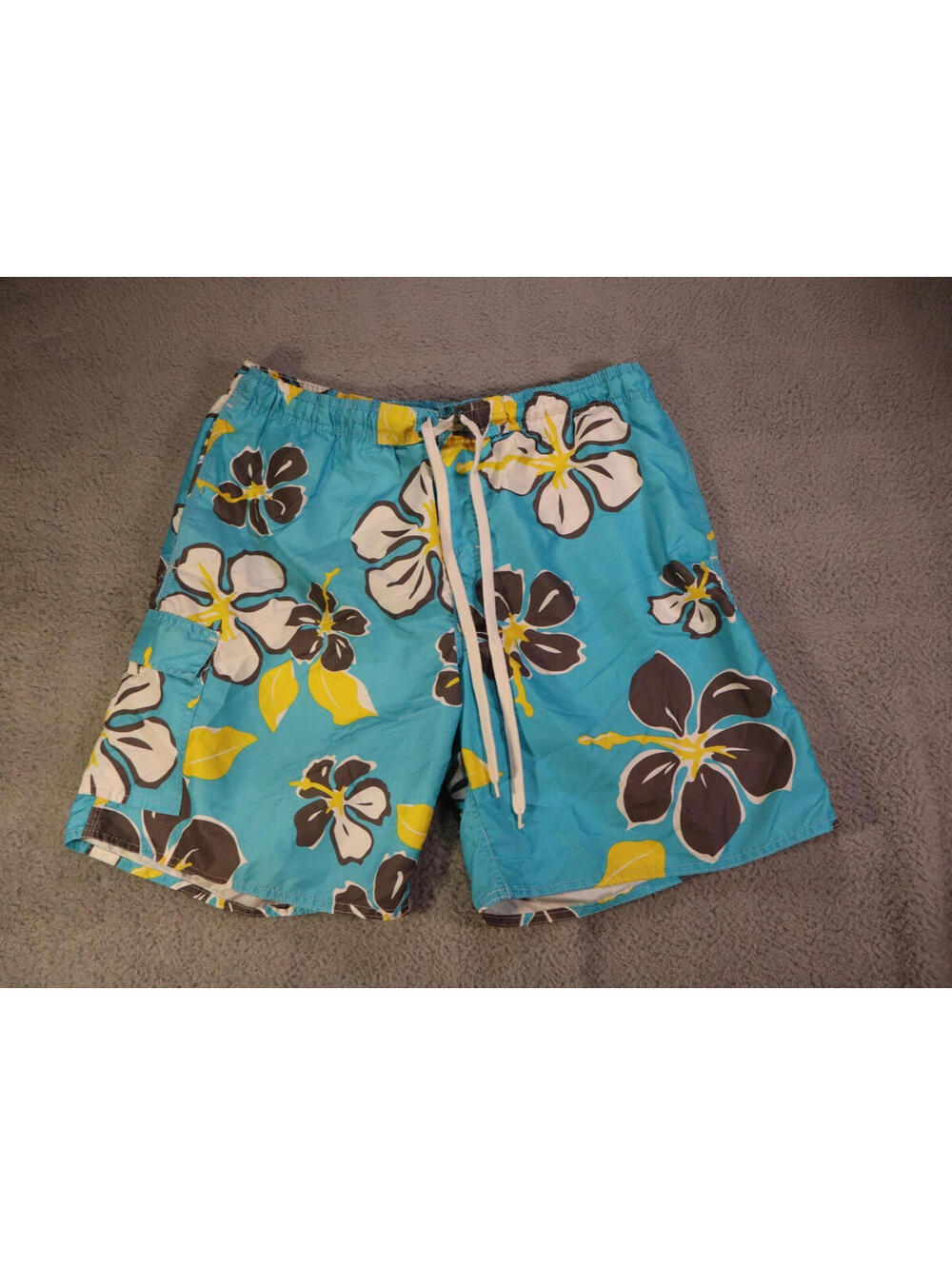 Duckhead Swim Trunks Large Blue Floral Board Hawaiian Beach